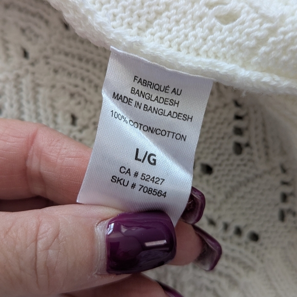 Classic Editions Women's (Large) Knit Crochet Open Cardigan/Sweater w/Cut-Outs - Picture 10 of 12